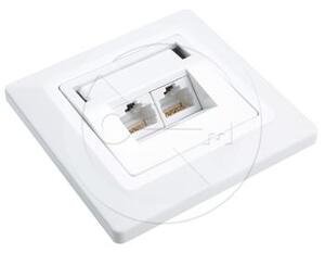 Zásuvka Solarix CAT5E UTP 2 x RJ45 pod omítku bílá SX9-2-5E-UTP-WH