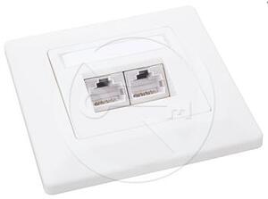 Zásuvka Solarix CAT5E STP 2 x RJ45 pod omítku bílá SX9-2-5E-STP-WH