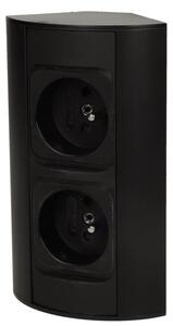 Povrchová zásuvka rohová ORNO OR-AE-1303/B, 2x zásuvka 230V, kabel bez vidlice, černá