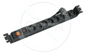Napájecí lišta do racku ACAR-S8-FA 19" panel 1U, 8 zásuvek, vypínač, 3m