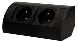 Povrchová zásuvka rohová ORNO OR-AE-1303/B, 2x zásuvka 230V, kabel bez vidlice, černá