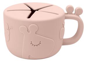 Růžový silikonový hrneček na svačinu Done by Deer Peekaboo Raffi