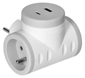 Rozbočovací zásuvka ORNO OR-AE-13281/G s USB nabíječkou, bílo-šedá