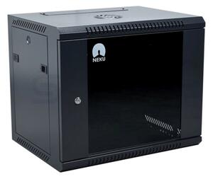 RACK skříň závěsná NEKU 19" 9U 600mm, dveře sklo, k samosestavení, černá