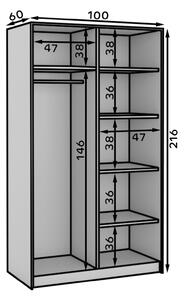 Šatní skříň s posuvnými dveřmi Karyl - 100 cm Barva: Bílá