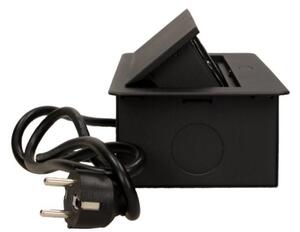 Výklopný blok zapuštěný ORNO OR-AE-13126/B/3M, 2x 230V a 2x USB,kabel 3m, černý