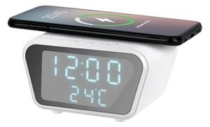 Digitální budík s indukční nabíječkou REBEL RB-6303-W, bílá