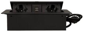 Výklopný blok zapuštěný ORNO OR-AE-13126/B/3M, 2x 230V a 2x USB,kabel 3m, černý