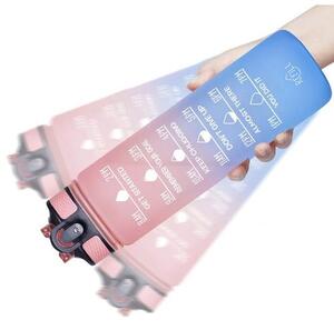 Motivační láhev na vodu 1000 ml, modrorůžová Trizand 24497