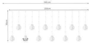 Vánoční osvětlení ISO19770 světelný závěs s koulemi 108 LED na USB,studený bílý