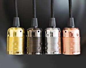 Danlamp Textilní kabel s kovovou objímkou, chrom 213