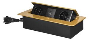 Výklopný blok zapuštěný ORNO OR-GM-9035/C, 2x 230V, 2x USB (A+C type; 3.6A), barva zlatá