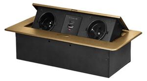 Výklopný blok zapuštěný ORNO OR-GM-9034/C, 2x 230V, 2x USB (A+C type; 3.6A), barva zlatá