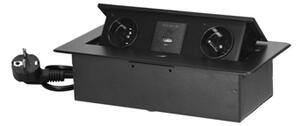 Výklopný blok zapuštěný ORNO OR-GM-9035/B, 2x 230V, 2x USB (A+C type; 3.6A), barva černá