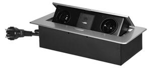 Výklopný blok zapuštěný ORNO OR-GM-9035/G, 2x 230V, 2x USB (A+C type; 3.6A), barva stříbrná