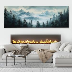 Obraz na plátně - Když hory a lesy zahalí mlha FeelHappy.cz Velikost obrazu: 120 x 40 cm