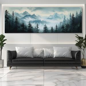 Obraz na plátně - Když hory a lesy zahalí mlha FeelHappy.cz Velikost obrazu: 120 x 40 cm