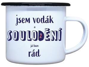 Smaltovaný hrnek plecháček s potiskem soulodění, 330 ml
