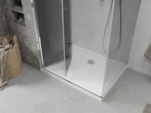 Mexen Lima, sprchový kout se skládacími dveřmi 70 (dveře) x 90 (stěna) cm, 6mm šedé sklo, chromový profil + slim sprchová vanička bílá + chromový sifon, 856-070-090-01-40-4010