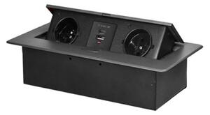 Výklopný blok zapuštěný ORNO OR-GM-9034/GR, 2x 230V, 2x USB (A+C type; 3.6A), barva grafit