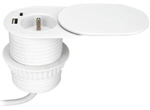 Zapuštěná zásuvka s posuvným víkem ORNO OR-GM-9042/W, 1x230V a 2xUSB (type A+C; PD20W), 1,9m, bílá