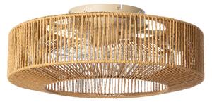 Stropní ventilátor Raveni se světlem a konopným lanem, Ø 50 cm – Lucande Lucande, Raveni, Hnědá / Rezavá, Obývací pokoj, Moderní