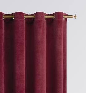 Room99 Hotový závěs na kroužcích CHARMY Jednobarevný Velurový Zatemňovací Barva: Granátová/Zlatá, Velikost: 140 x 280 cm