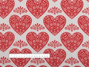 Biante Dekorační běhoun na stůl PML-094 Červená srdce na bílém 20x120 cm