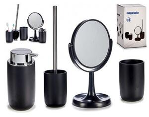 Arte Regal Sada 4 koupelnových doplňků - dávkovač, kelímek, zrcadlo, štětka - černý set AR17757