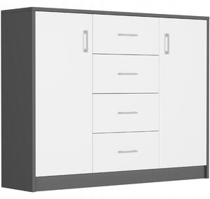 Komoda Unedia (antracit + bílá). Akce -10%