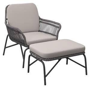 RELAXAČNÍ KŘESLO S TABURETEM, kov, textil Ambia Garden