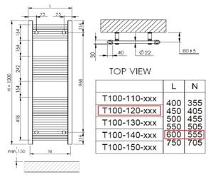 Zehnder Manis M6012RCR Radiátor kombinovaný, 60x120cm, chrom