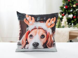 Carbotex Vánoční povlak na polštářek 40 × 40 cm – Pejsek Beagle