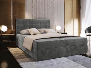 Čalouněná postel boxspring GLORIEN VELVET 160x200 cm šedá Matrace: Matrace Bonell pružinová