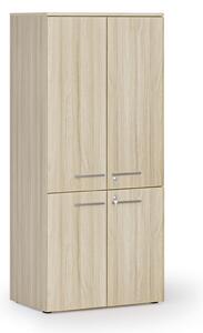 Kancelářská policová skříň PRIMO WOOD, půlené dveře, 800 x 500 x 1781 mm, dub přírodní