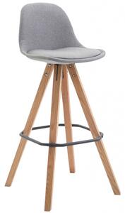 Barová židle Franklin látkový potah, podnož hranatá přírodní (buk), šedá