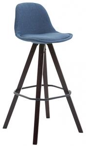 Barová židle Franklin látkový potah, podnož hranatá Cappuccino (buk), modrá