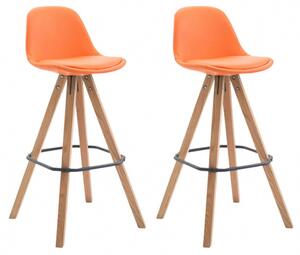 2 ks / set barová židle Franklin syntetická kůže, podnož hranatá přírodní, oranžová