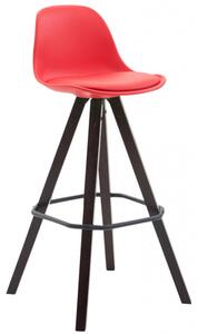 Barová židle Franklin syntetická kůže, podnož hranatá Cappuccino (buk), červená