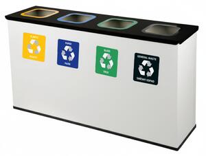 Alda Sestava na tříděný odpad Eko Station 4 x 60 l, lakovaná ocel, bílá/černé víko
