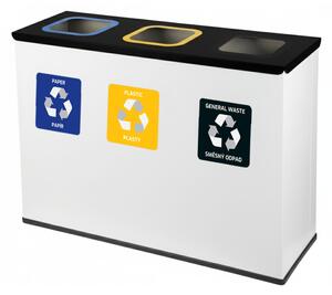 Alda Sestava na tříděný odpad Eko Station 3 x 60 l, lakovaná ocel, bílá/černé víko