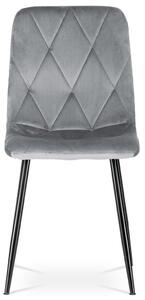 Jídelní židle, potah šedá matná sametová látka, kovová 4nohá podnož, černý lak DCH-415 GREY4