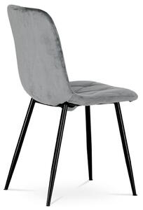 Jídelní židle, potah šedá matná sametová látka, kovová 4nohá podnož, černý lak DCH-415 GREY4