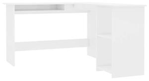Rohový psací stůl Tonkin - dřevotříska - bílý vysoký lesk | 120x140x75 cm