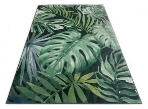 Makro Abra Moderní kusový koberec FLANNEL PRINTED C139D Listy zelený Rozměr: 80x150 cm