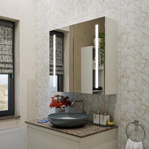 Apollo: 80x70cm Obdélníková Zrcadlová Skříňka do Koupelny