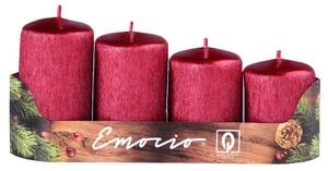 Emocio Adventní svíčky, drápané červené 4 ks, 50 mm