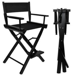 Dřevěná skládací kosmetická židle černá 9917