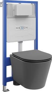 Mexen Fenix Slim, podomítkový modul a závěsné WC Rico se sedátkem s pomalým dopadem, tmavě šedá matná, 61030724071