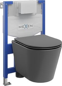 Mexen Fenix XS-F, podomítkový modul a závěsné WC Rico se sedátkem s pomalým dopadem, tmavě šedá matná, 68030724071